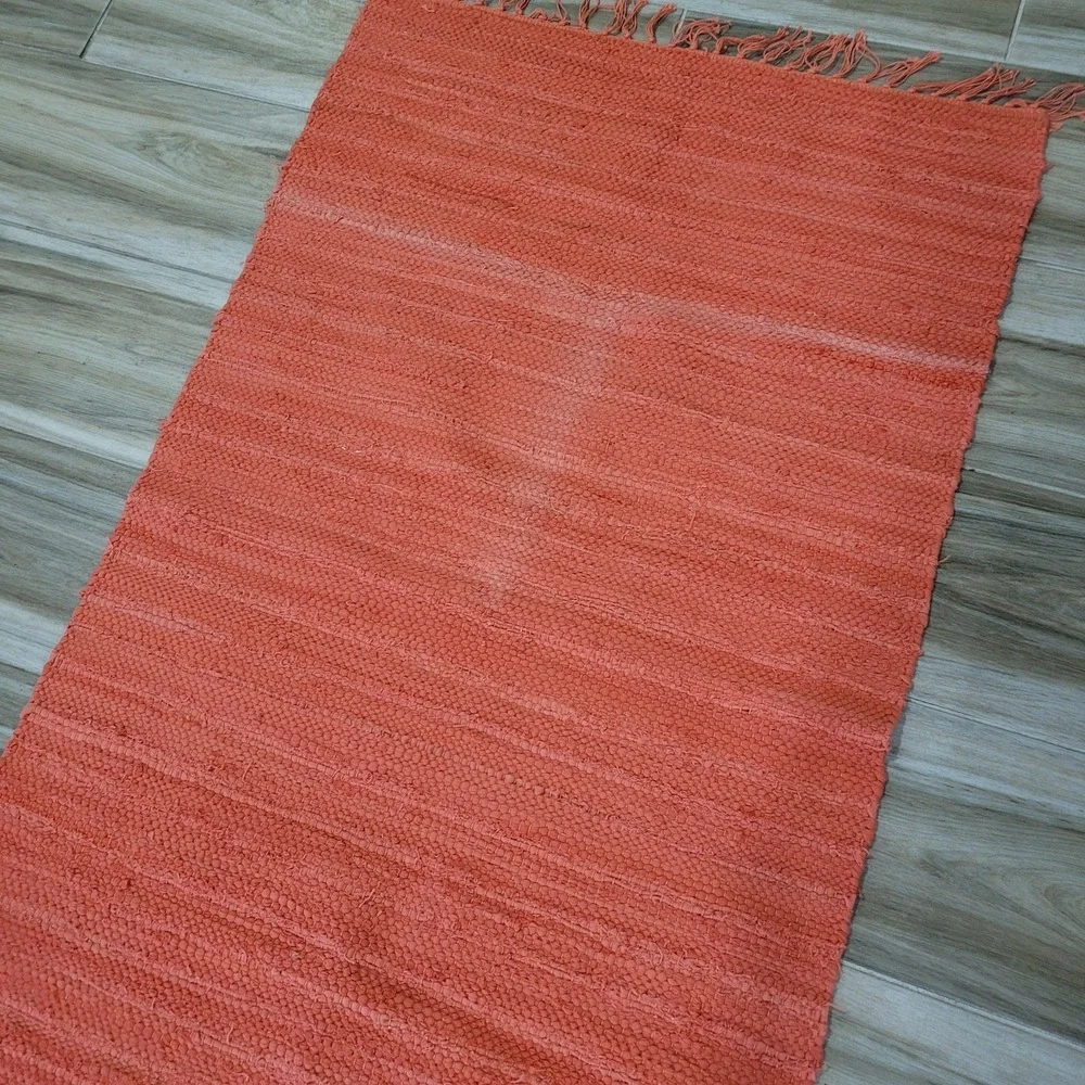 IKEA Orslev Rug 2x4 Coral Cotton Woven Tassel Throw‎ Area Rug New Tag READ